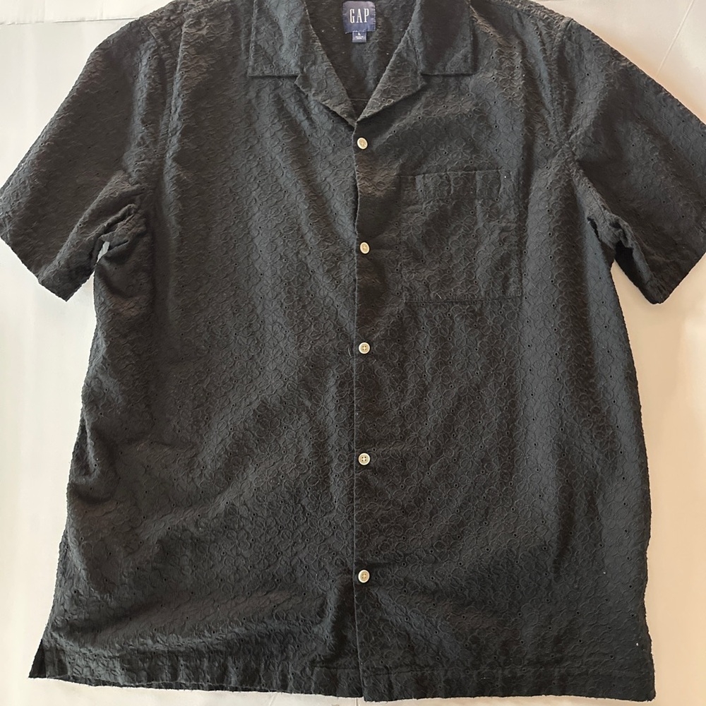 GAP Men's Dark Textured Button Down Shirt